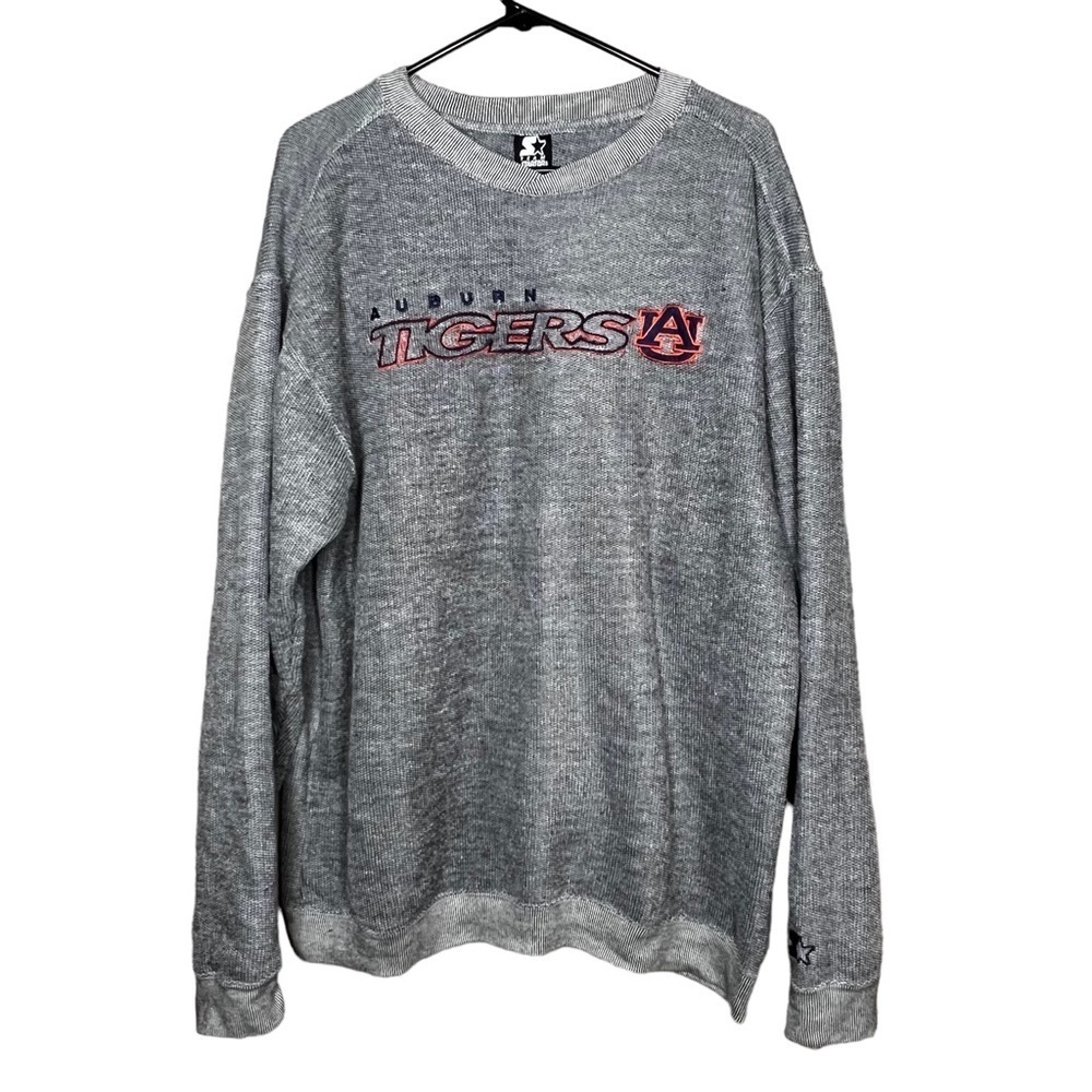 Starter Auburn Tigers Gray Textured Crewneck Sweatshirt Mens Size L